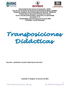 Transposición Didáctica Productividad Y Desarrollo