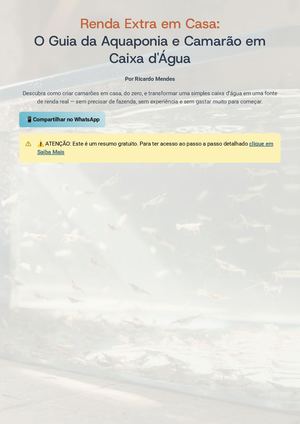 Renda Extra Em Casa O Guia Da Aquaponia E Camarao Em Caixa D Agua