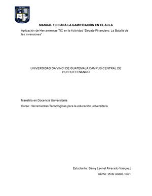 Manual Tic Para La Gamificación En El Aula (Proyecto Final)