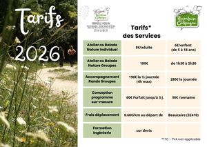 Tarifs 2026