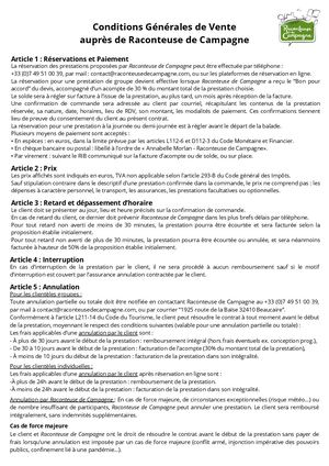 Conditions Générales De Vente Raconteuse De Campagne 2026