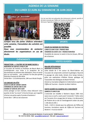 Agenda Du 22 Au 28 Juin 2026 Vsfs