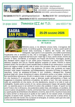 Avvisi Parrocchiali Dal 21 Al 28 Giugno 2026 -  12ª Domenica Tempo Ordinario 2026