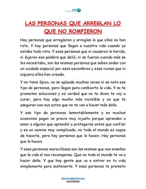 Las Personas Que Arreglan Lo Que No Rompieron