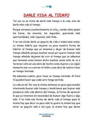 Darle Vida Al Tiempo