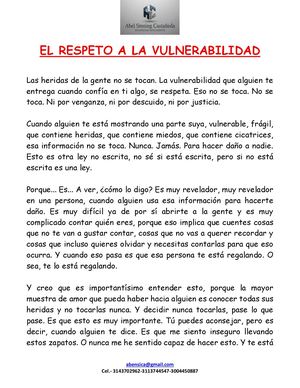 El Respeto A La Vulnerabilidad