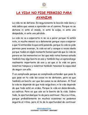 La Vida No Pide Permiso Para Avanzar