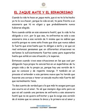 El Jaque Mate Y El Birmorismo