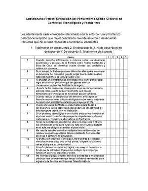 Cuestionario Pretest