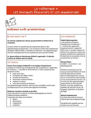 Notion Clé - Expérience Plutôt Qu’apprentissage