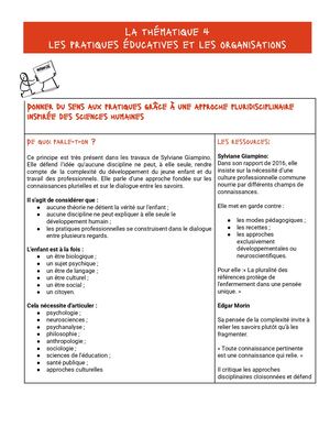 Thématique 4 - Notion Clé - Donner Du Sens Aux Pratiques Grâce à Une Approche Pluridisciplinaire