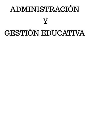 Administración Y Gestión Educativa