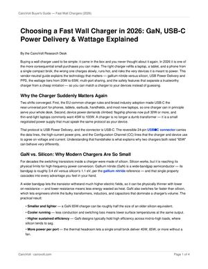 Choosing a Fast Wall Charger in 2026: GaN & USB-C Power Delivery — CairoVolt Guide