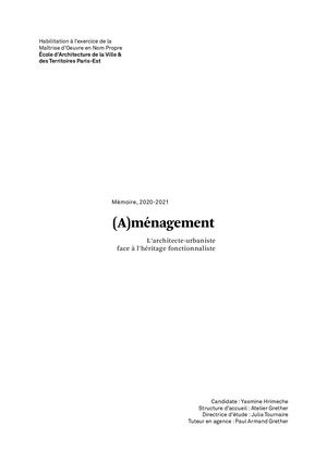 (A)ménagement, l'architecte-urbaniste face à l'héritage fonctionnaliste, Yasmine Hrimeche