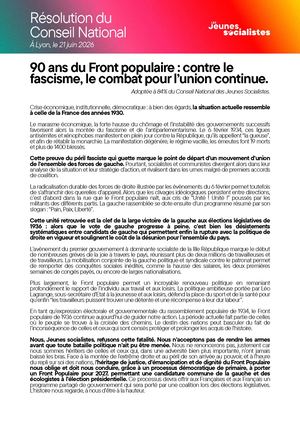 Résolution CNJS Primaire Front Populaire - 21 Juin 2026