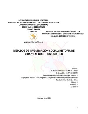 MÉTODOS DE INVESTIGACIÓN SOCIAL: HISTORIA DE VIDA Y ENFOQUE SOCIOCRÍTICO