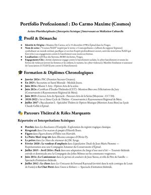 Portfolio Do Carmo Maxime Expertise & Parcours Artistique Complet