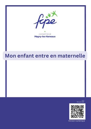 Livret De Maternelle Magny Les Hameaux
