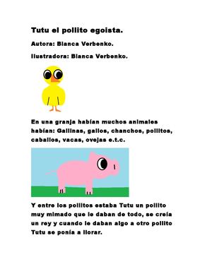 Cuento 8 Tutu El Pollito Egoista