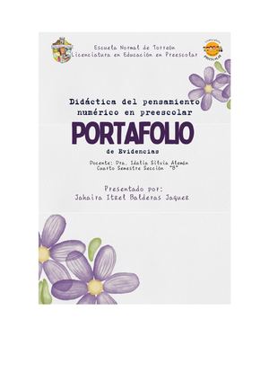 Portafolio Didáctica Del Pensamiento Numérico En Preescolar Jahaira Balderas