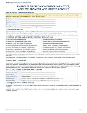 Nj New Jersey Employee Monitoring Notice