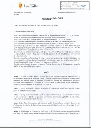 Fichier Parution Des Arrêtés N° 26 357 à 26 360
