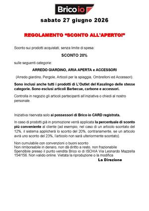 Reg. ISCHIA 27 Giugno 20% Sconto Arredo Giardino Aria Aperta Accessori