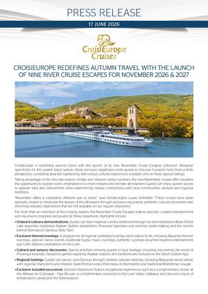 2606051 Press Release Croisi Europe November Cruises Escapes