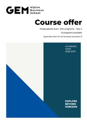 Year 2 - MSc program - Double Degrees