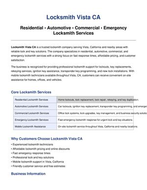 Locksmith Vista Ca