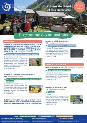 Animations vallées de Bozel et des Belleville été 2026