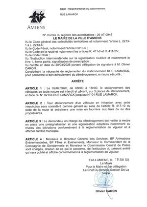 26 At 0946 Réglementation Du Stationnement Rue Lamarck Le 02 07 2026