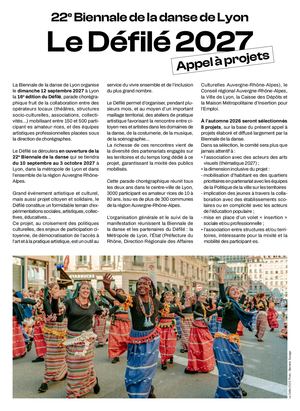 Appel à projet/Cahier des charges - Défilé 2027