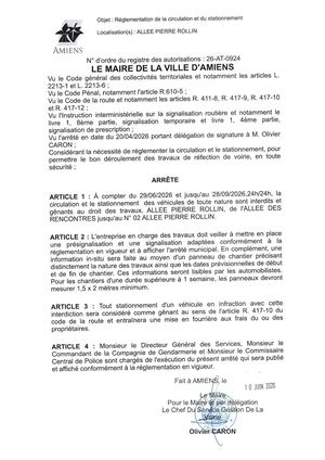 26 At 0924 Réglementation De La Circulation Et Du Stationnement Allée Pierre Rollin Du 29 06 2026 Au 28 09 2026