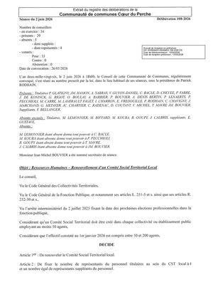 Délib 108 2026 - Ressources Humaines - Renouvellement D'un Comité Social Territorial Local VISEE