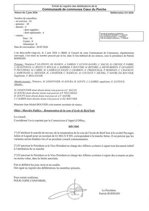 Délib 111 2026 - Marchés Publics - Renaturation Berd'huis VISEE