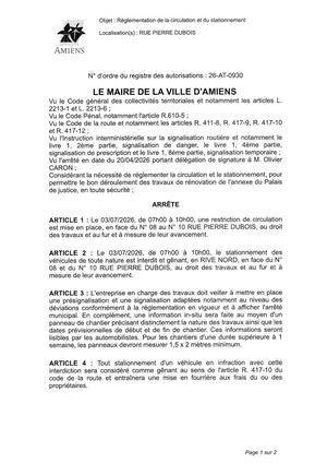 26 At 0930 Réglementation De La Circulation Et Du Stationnement Rue Pierre Dubois Le 03 07 2026