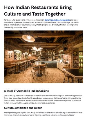 How Indian Restaurants Bring Culture And Taste Together