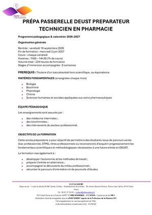 Programme De Formation Elfe Academy Prepa Deust