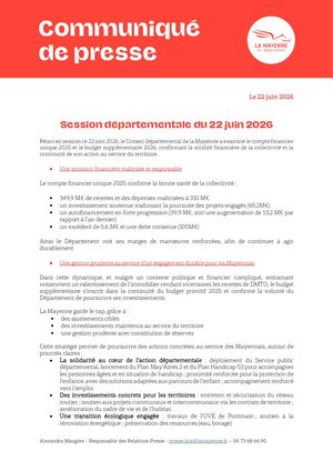 Session Départementale du 22 Juin 2026