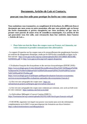 2 Documents Lois Contacts Forêt Pour Les éLus