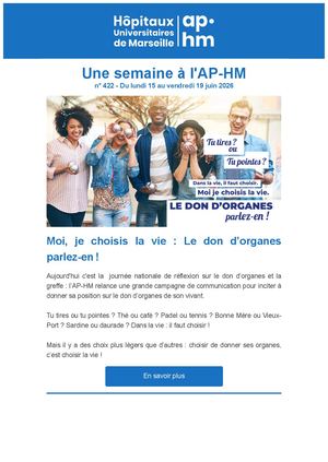 Newsletter Numéro 422 - Une semaine à l'AP-HM - semaine n°26 - 2026