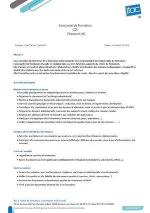 Assistant E De Formation - CDI -  Elancourt