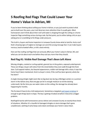 5 Roofing Red Flags That Could Lower Your Home's Value In Adrian, Mi