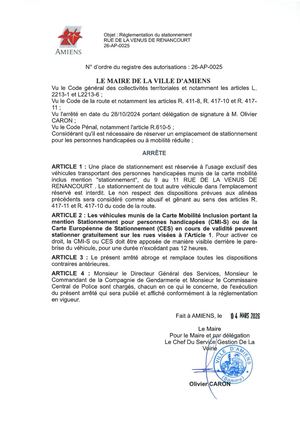 26 Ap 0025 Reg Stationnement Du 9 Au 11 Rue De La Venus De Renancourt