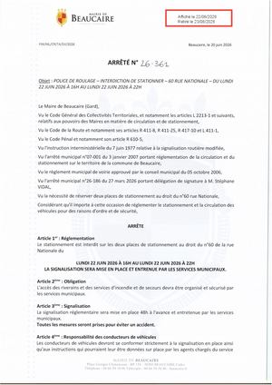 Fichier Parution Des Arrêtés N° 26 361 à 26 362