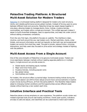 PatexOne Trading Platform