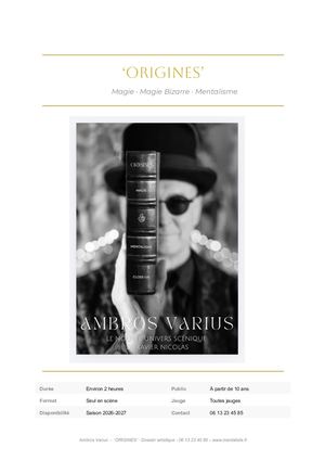 Dossier Artistique Origines Ambros Varius