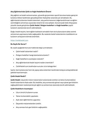 Atış Eğitimlerinde Çelik Ve Kağıt Hedeflerin Önemi