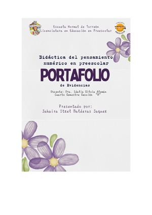 Jahaira Balderas portafolio Didactica del pensamiento numérico en preesoclar